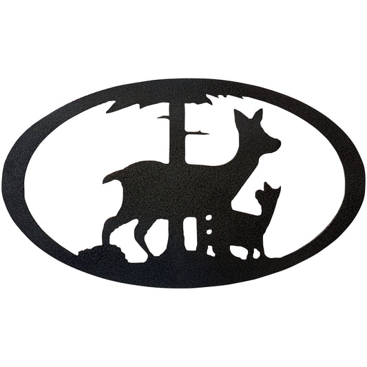 Doe and Fawn Oval Scene Rustic Lodge Wall Art from Dugout Creek Designs