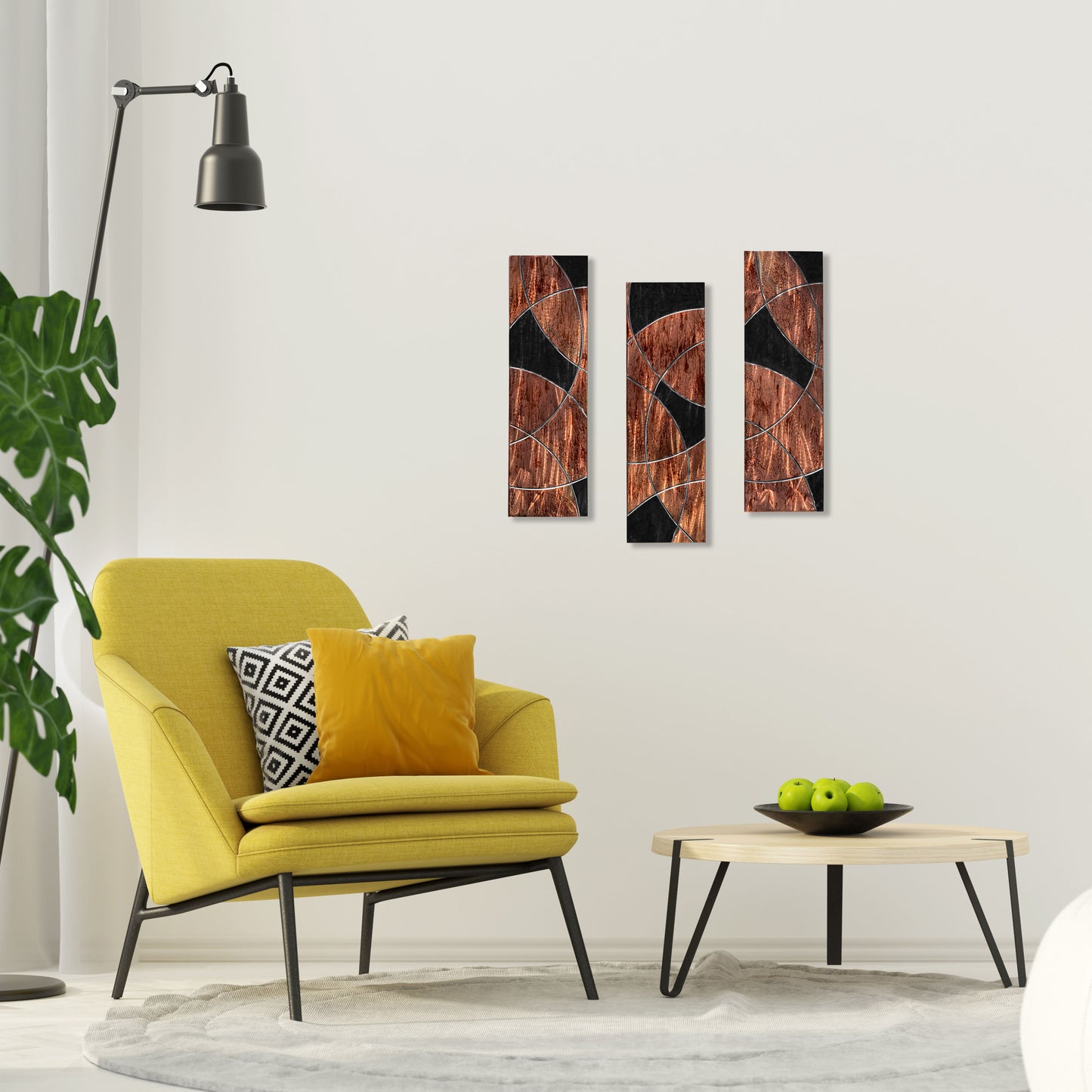 Planks Metal Box Shaped Geometric Metal Wall Decor Set