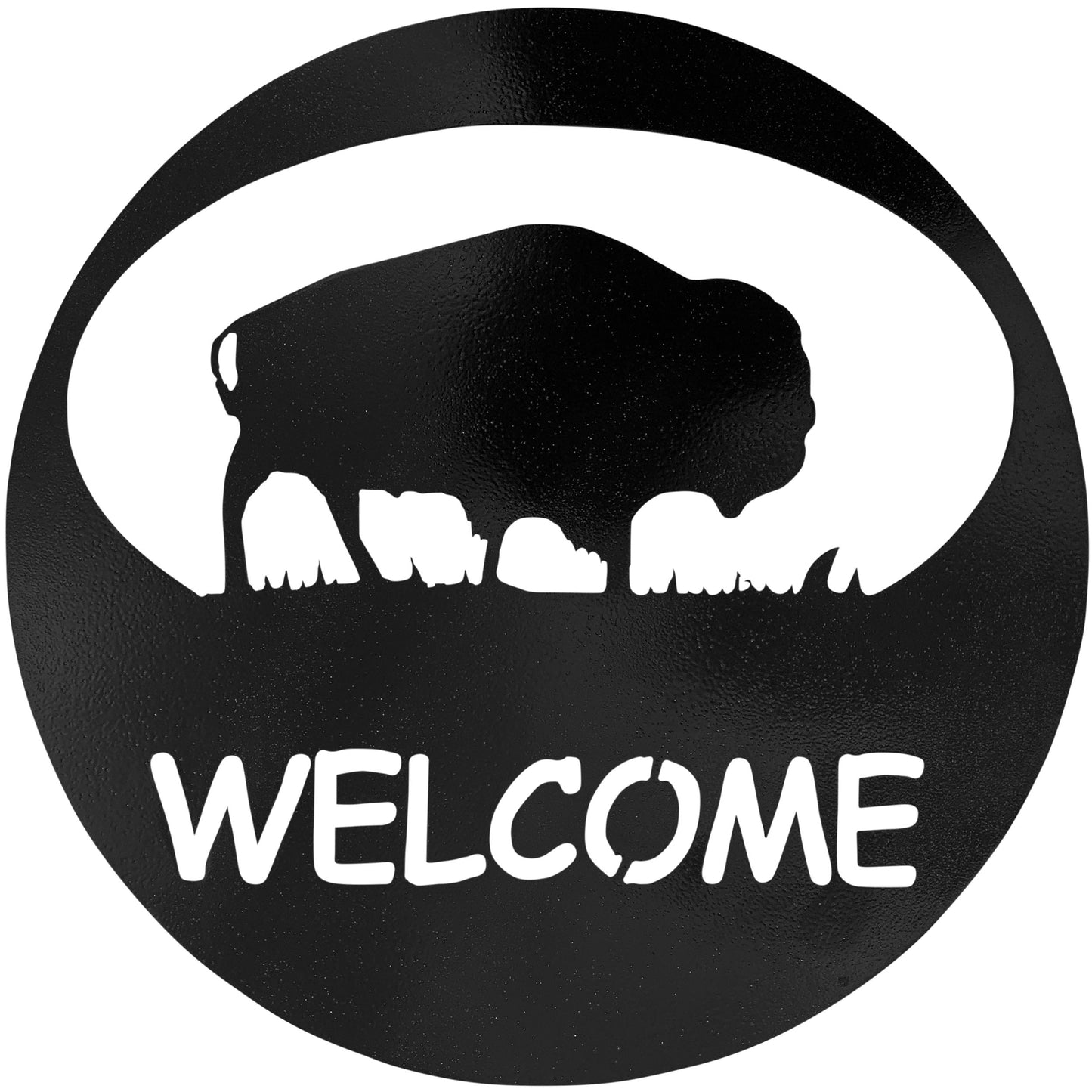 Bison Welcome Circle Buffalo Metal Wall Art