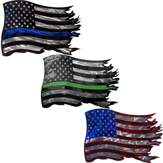 Dual-Layered American Flag Metal Wall Art  (Large: 36 x 24 inches)