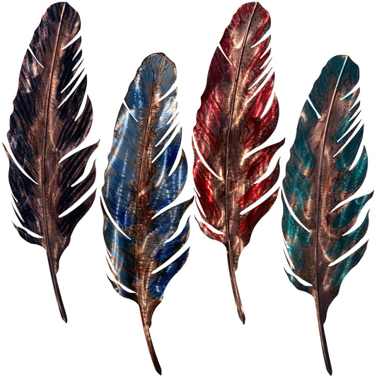 Handcrafted Large Metal Feather Wall Art
