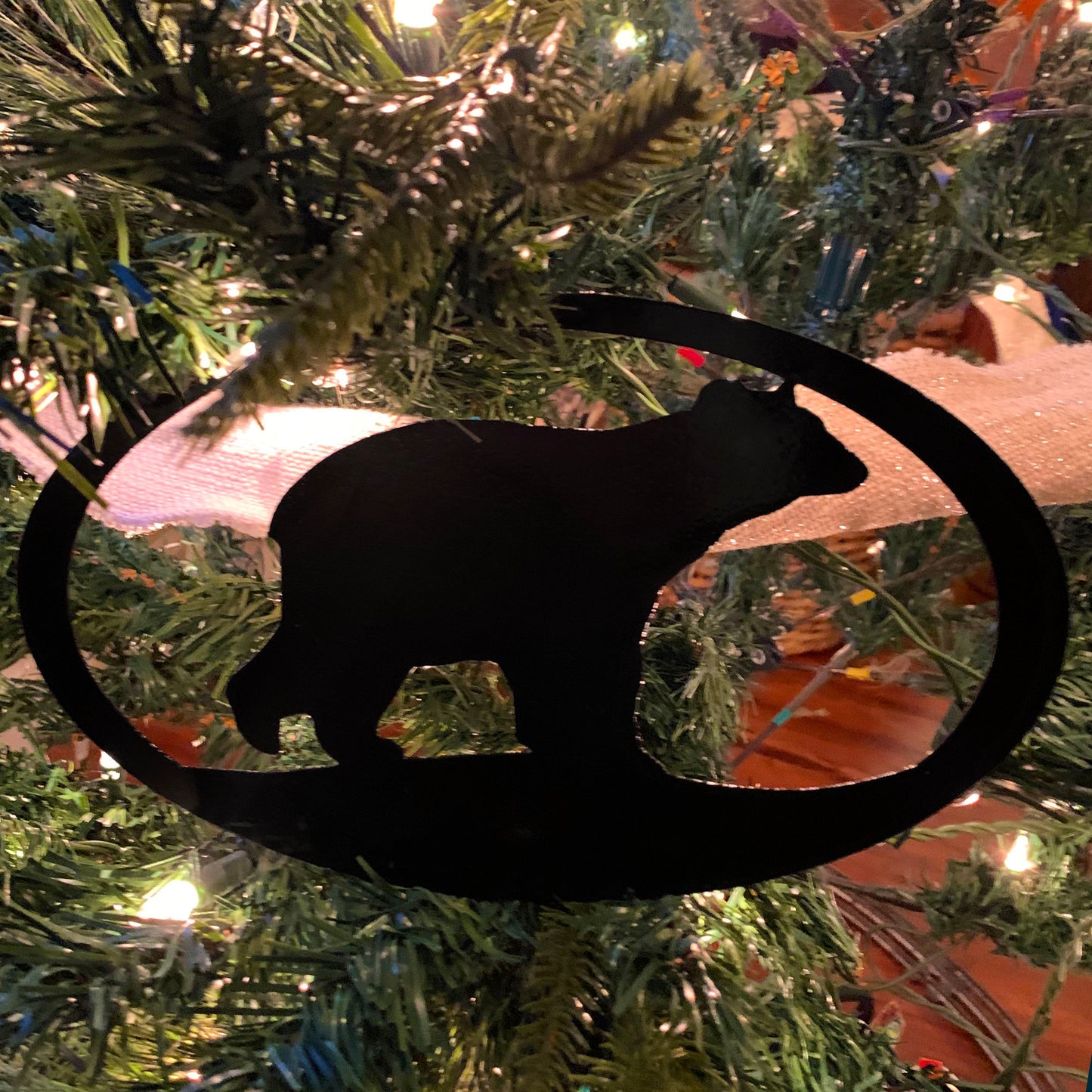 Bear Oval Rustic Metal Decor