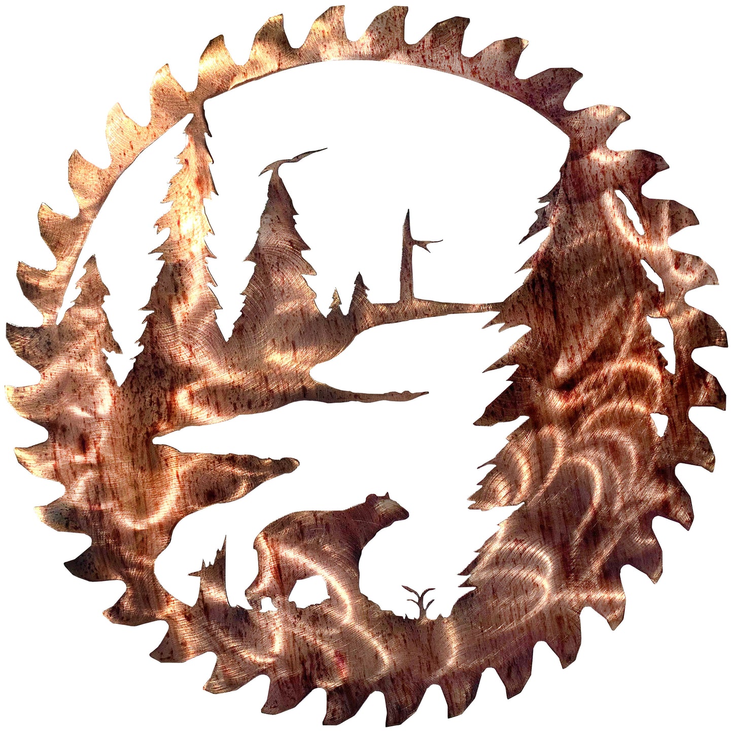 Bear Themed Buzz Saw Blade Cutout Metal Decor