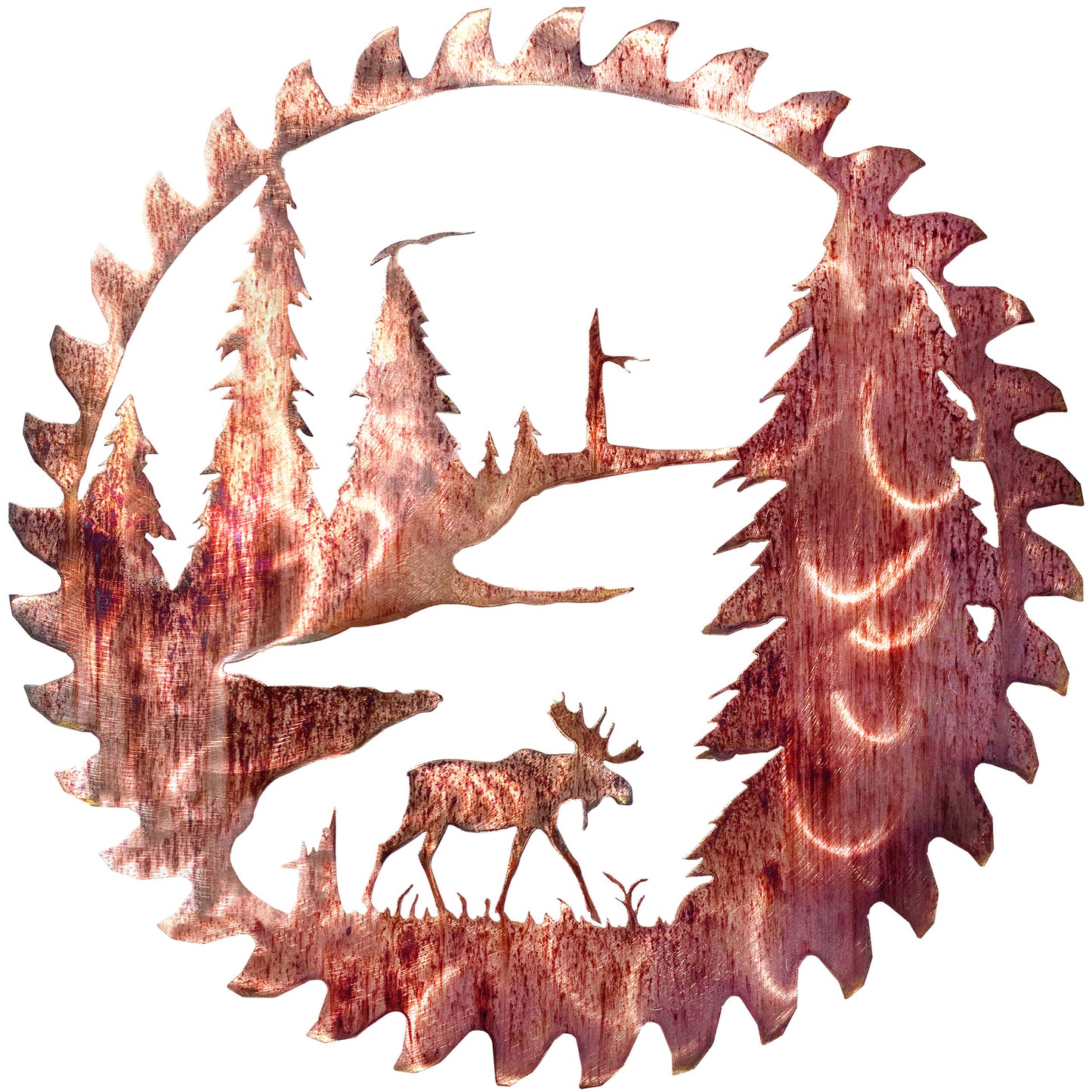Moose Themed Buzz Saw Blade Cutout Metal Decor
