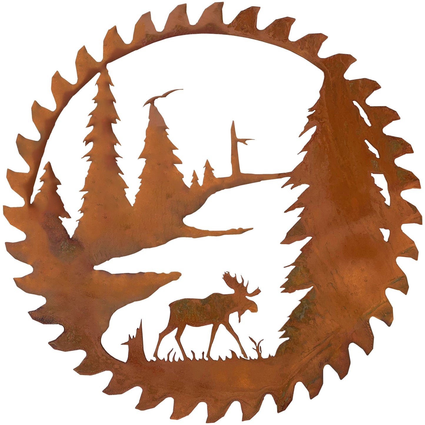 Moose Themed Buzz Saw Blade Cutout Metal Decor