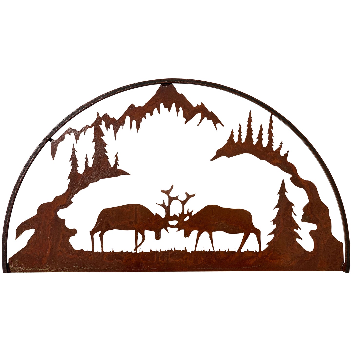 Fighting Elk Themed Hoop Scene Metal Wall Art