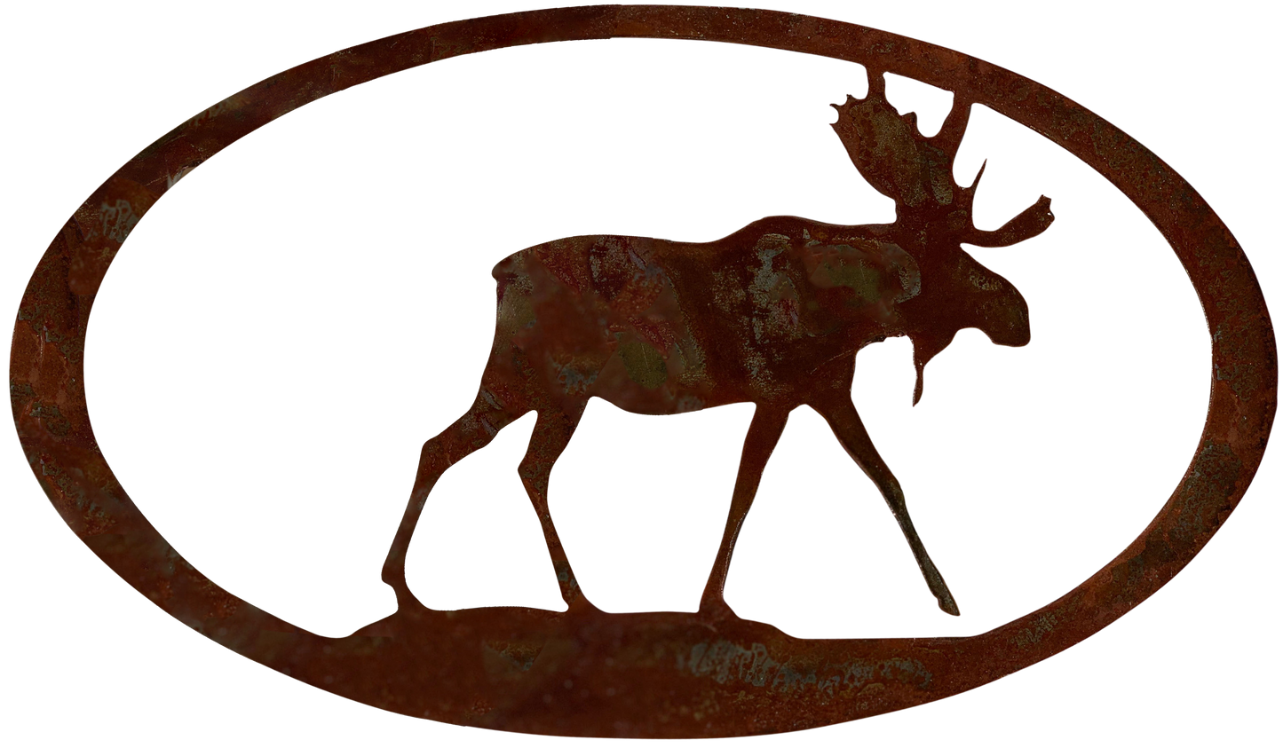 Moose Oval Metal Decor