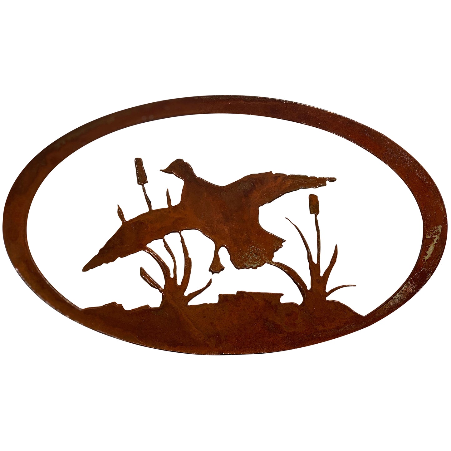 Duck Themed Oval Cutout Scene Metal Wall Decor