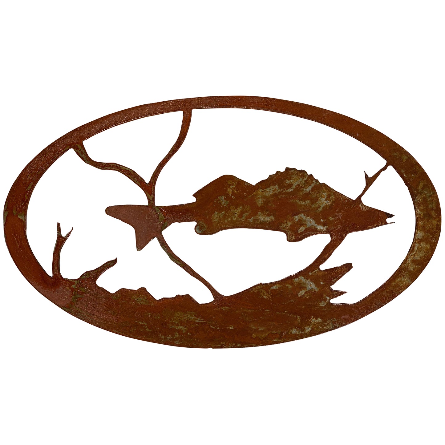 Fish Decor Metal Oval Scene Wall Art