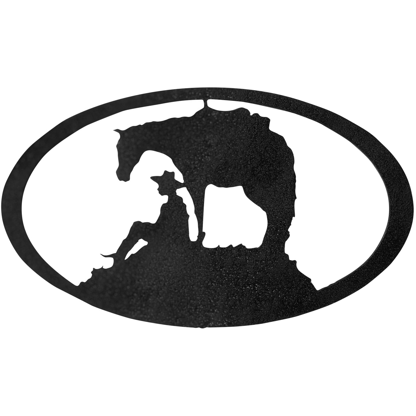 Horse & Cowboy Oval Metal Decor