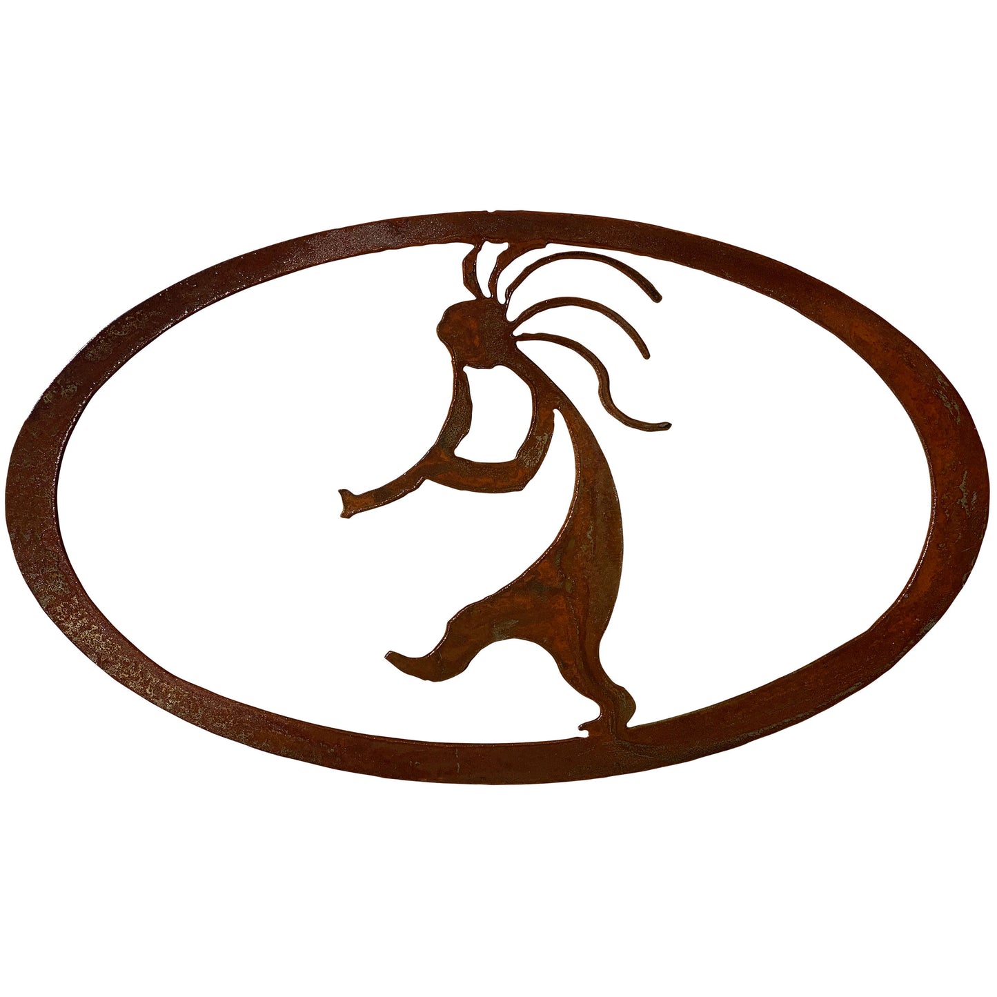 Kokopelli Silhouette Oval Scene Metal Wall Decor