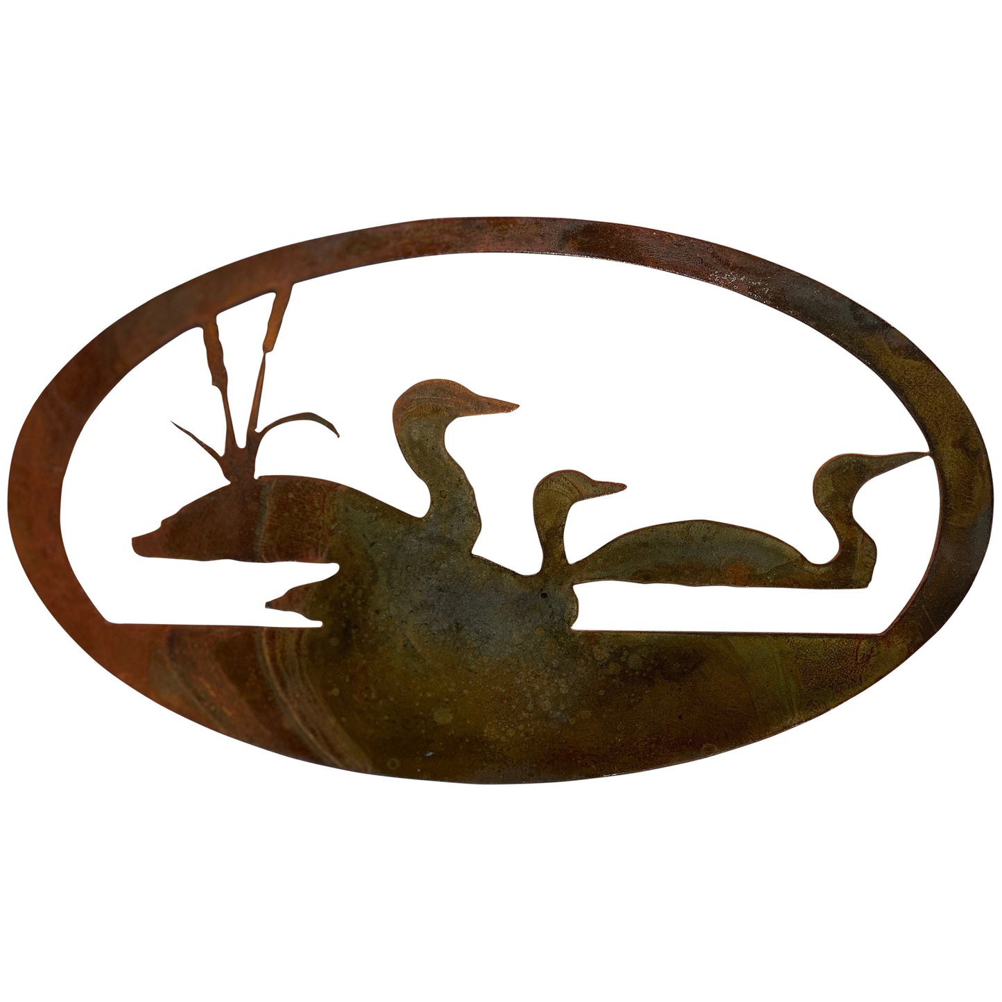 Loon Themed Metal Oval Wall Decor