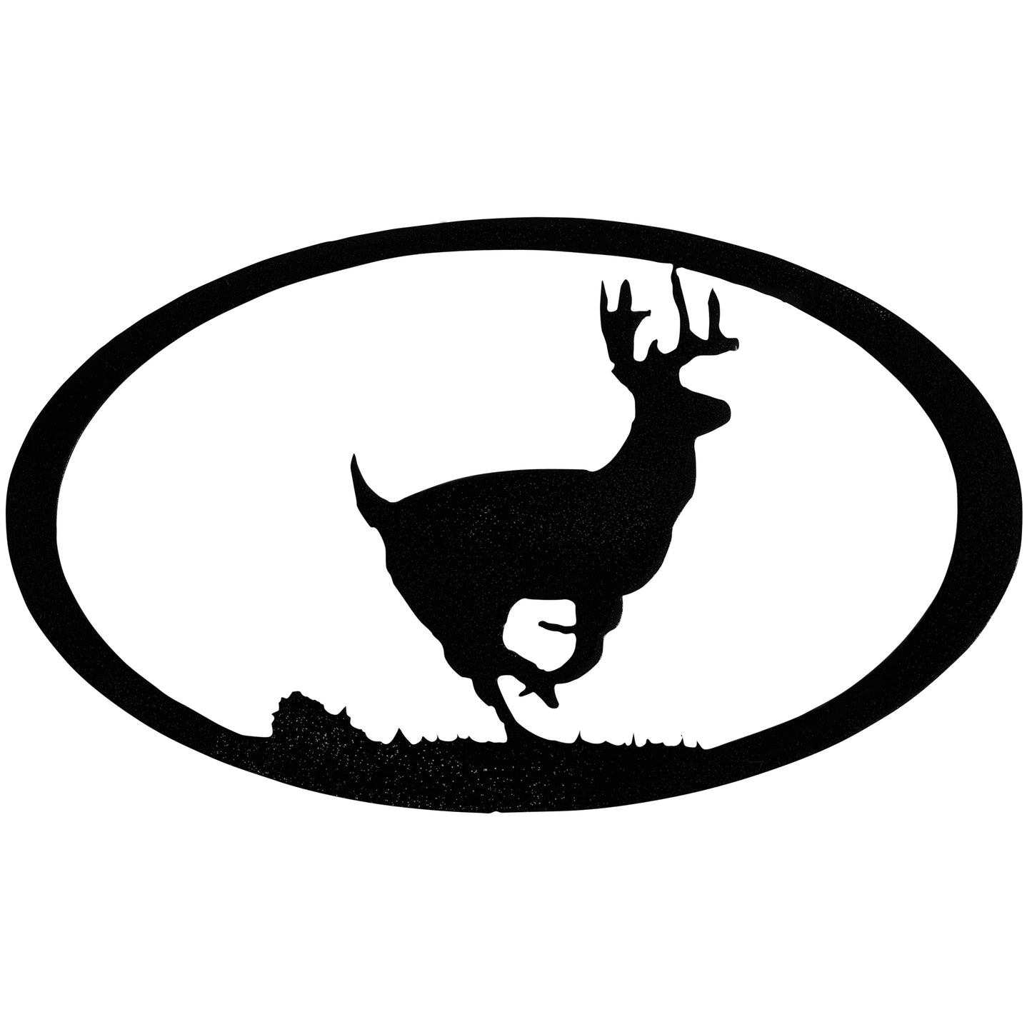 Running Deer Scene Oval Shaped Metal Decor