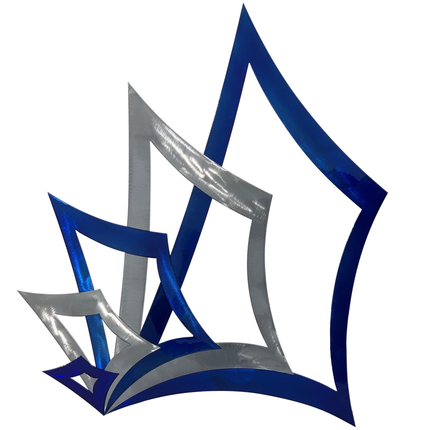 Poker Hand Metal Wall Art in Candy Blue and Silver Polished Steel