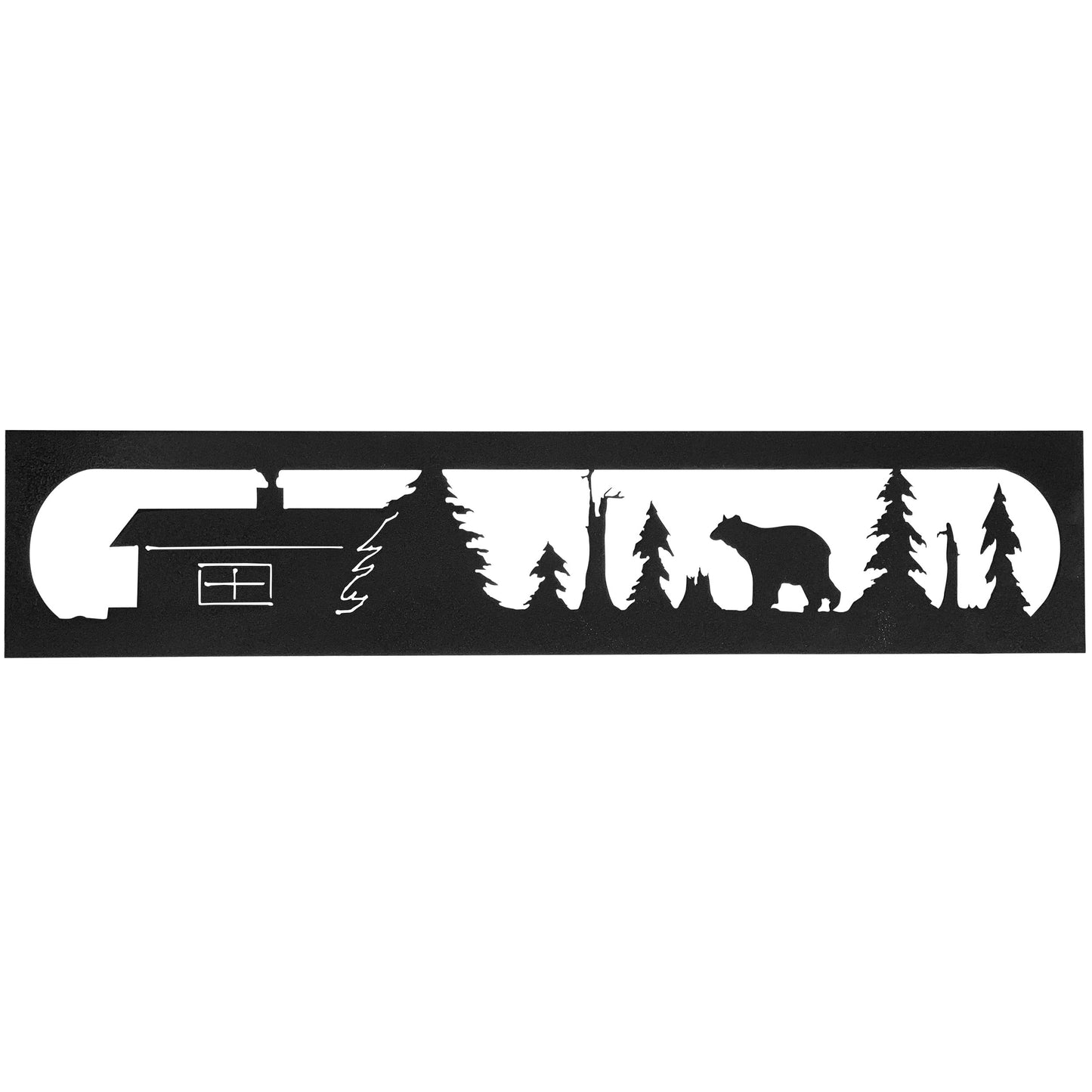 Bear Rectangle Forest Scene Rustic Lodge Metal Decor
