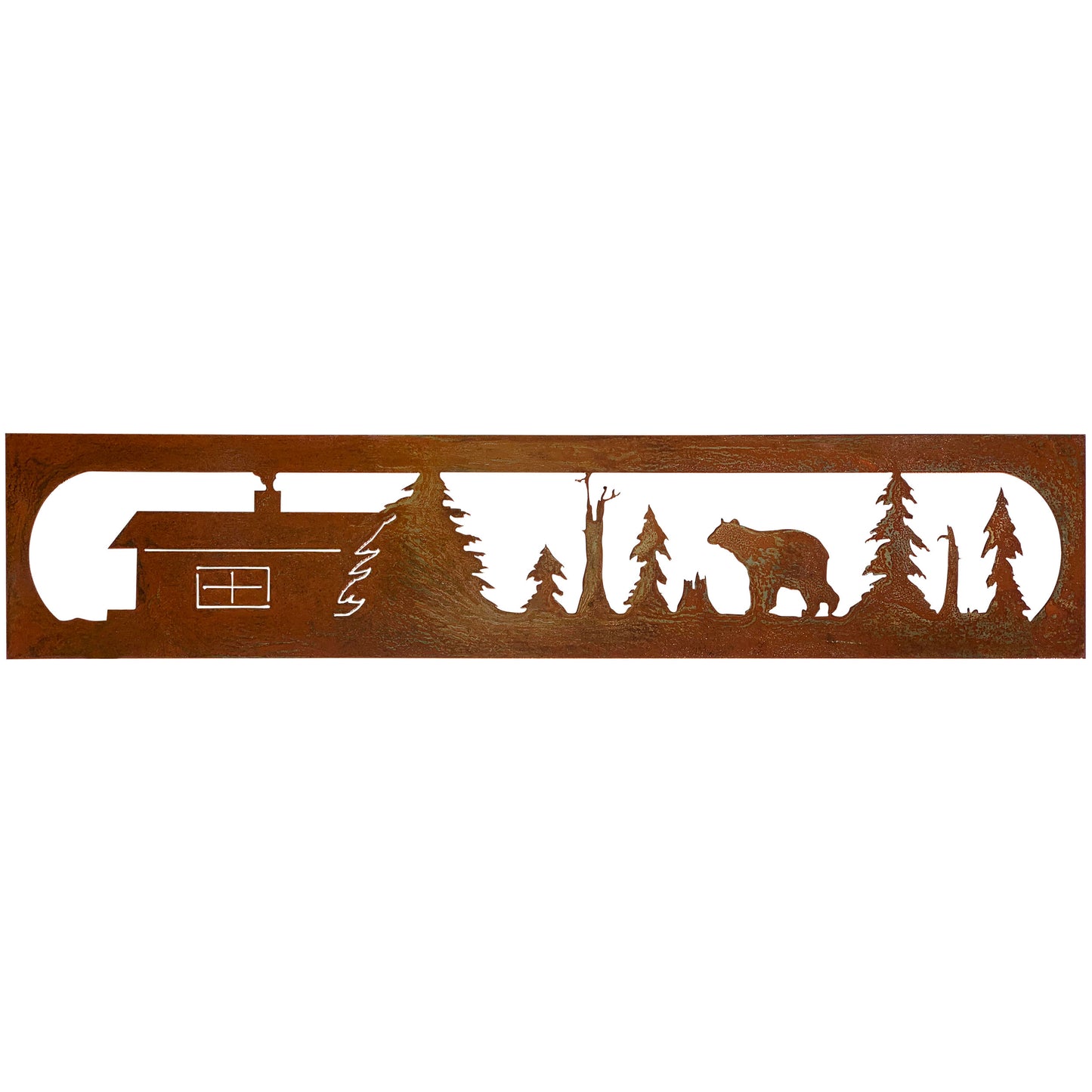 Bear Rectangle Forest Scene Rustic Lodge Metal Decor