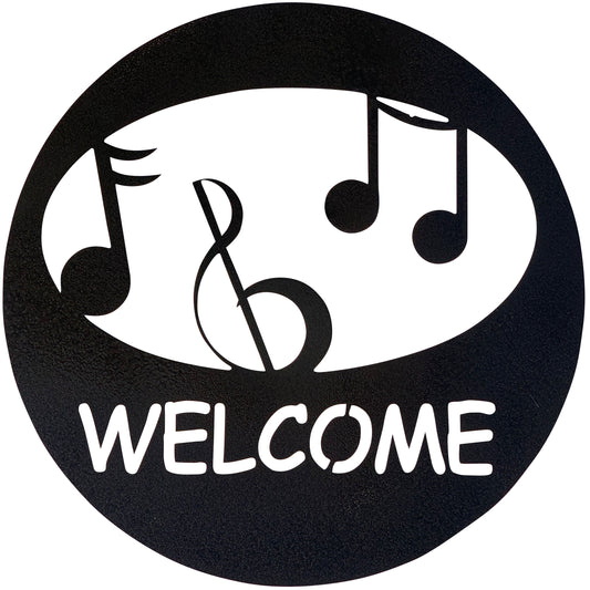 Music Welcome Circle Metal  Decor