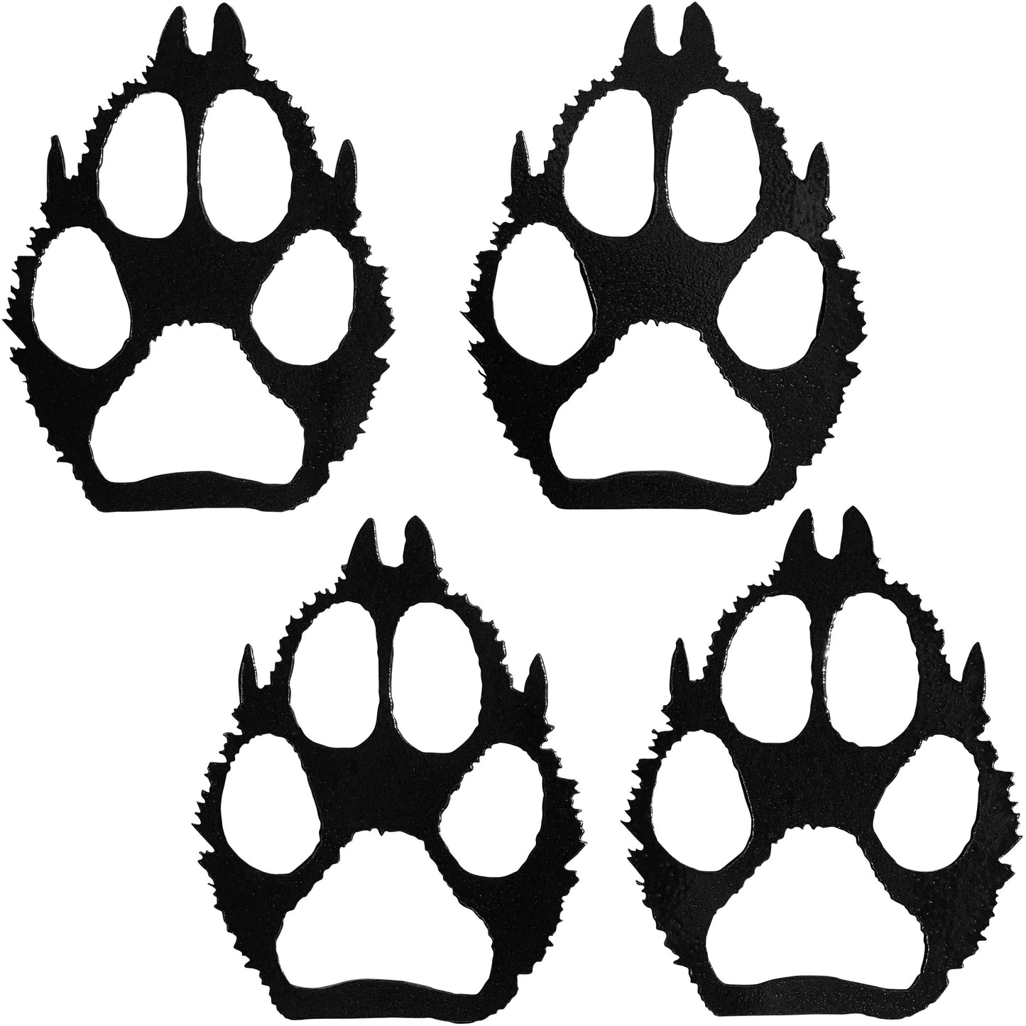 Set of 4 Wolf Paw Prints Metal Decor Set
