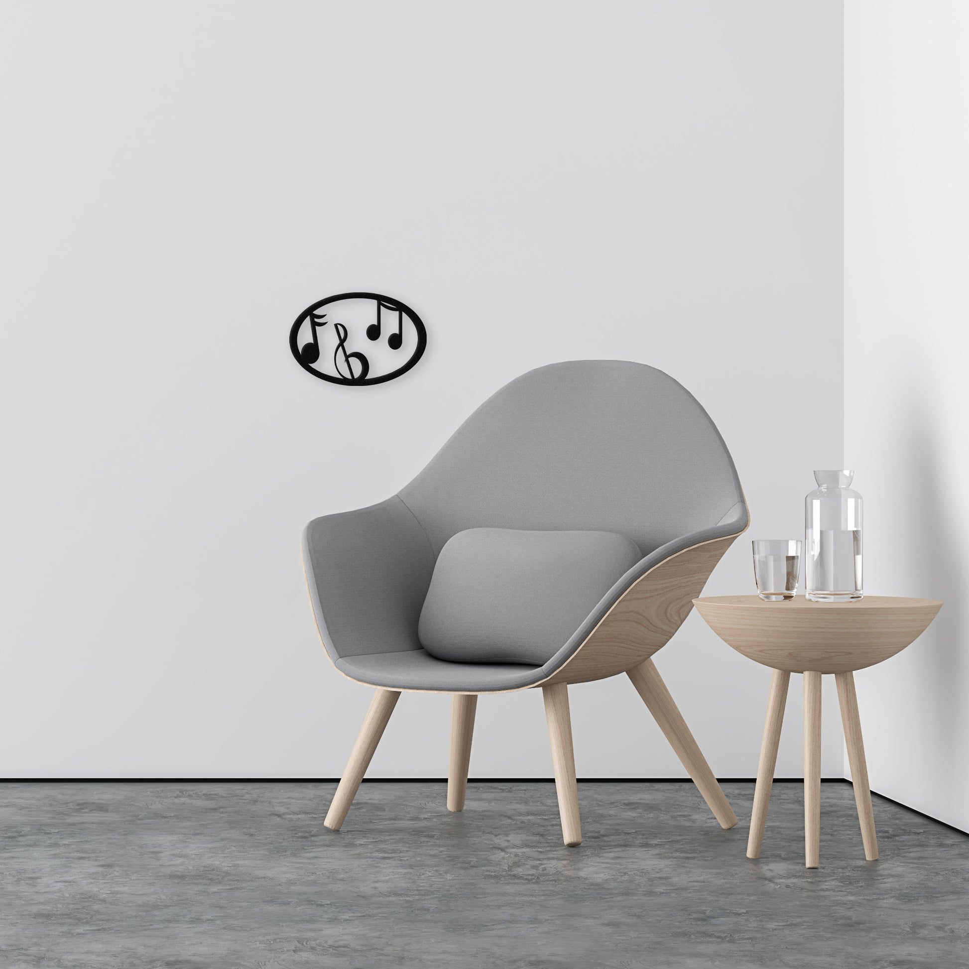 Black-music-oval-near-chair