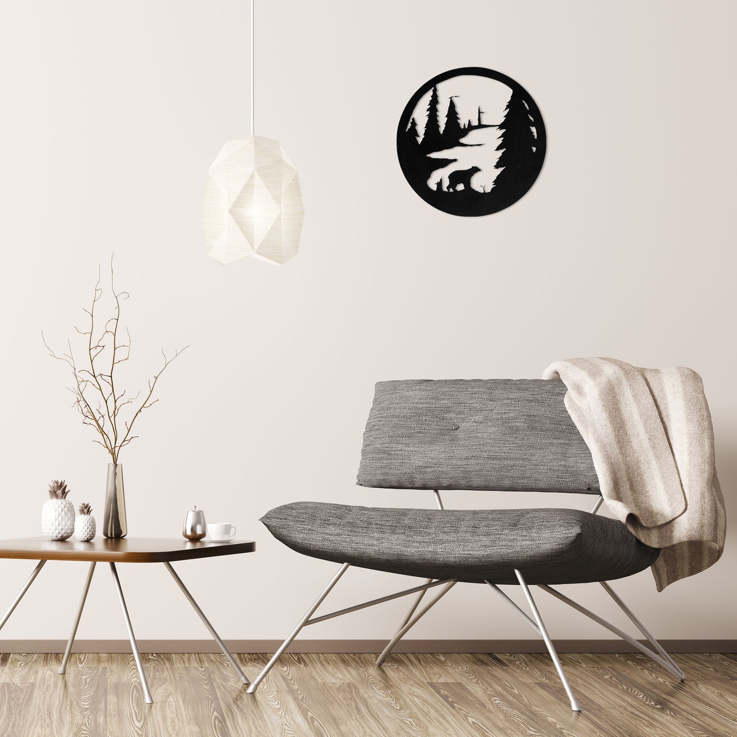 black-bear-circle-over-gray-chair