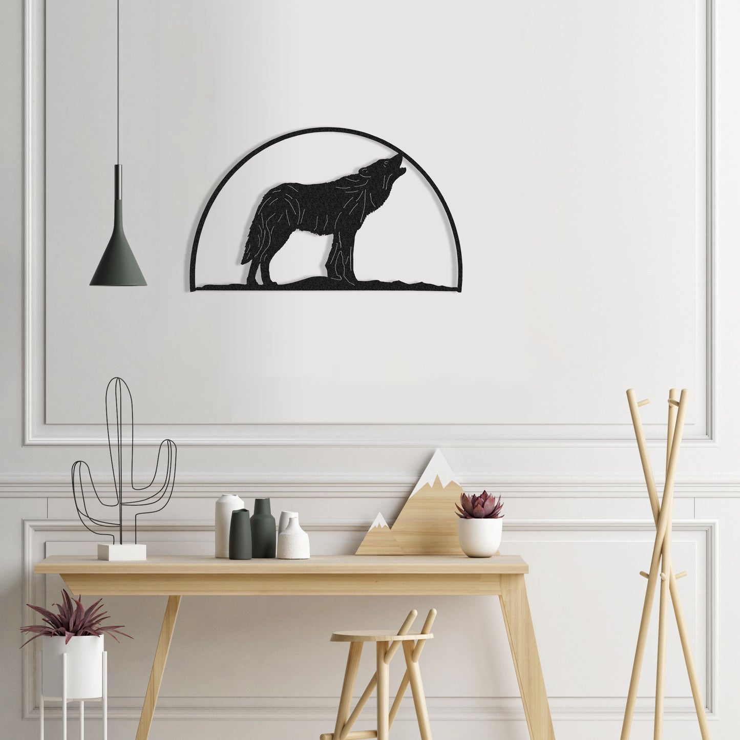 Wolf Hoop Metal Wildlife Silhouette Wall Art