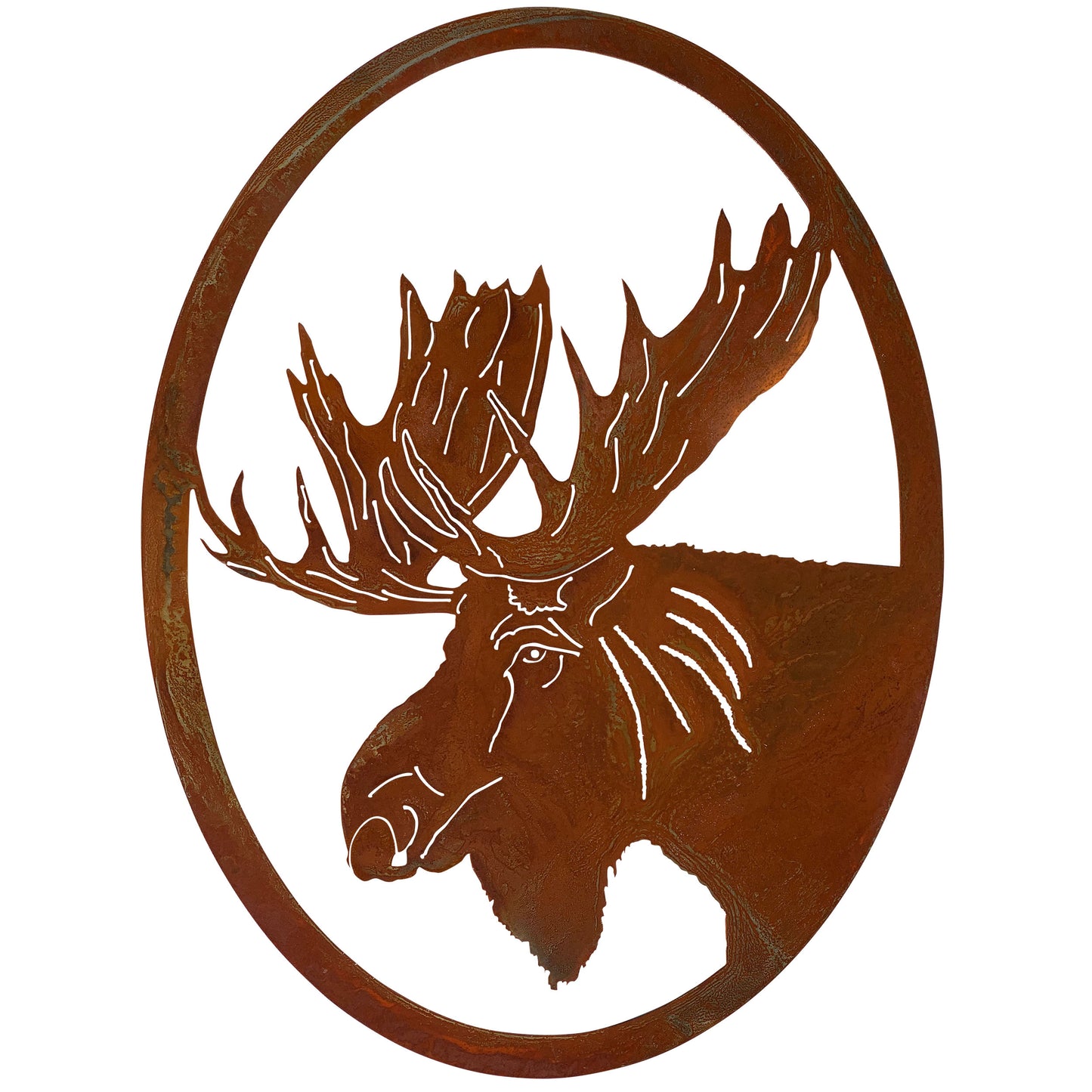 Metal Moose Portrait Silhouette in Oval Frame