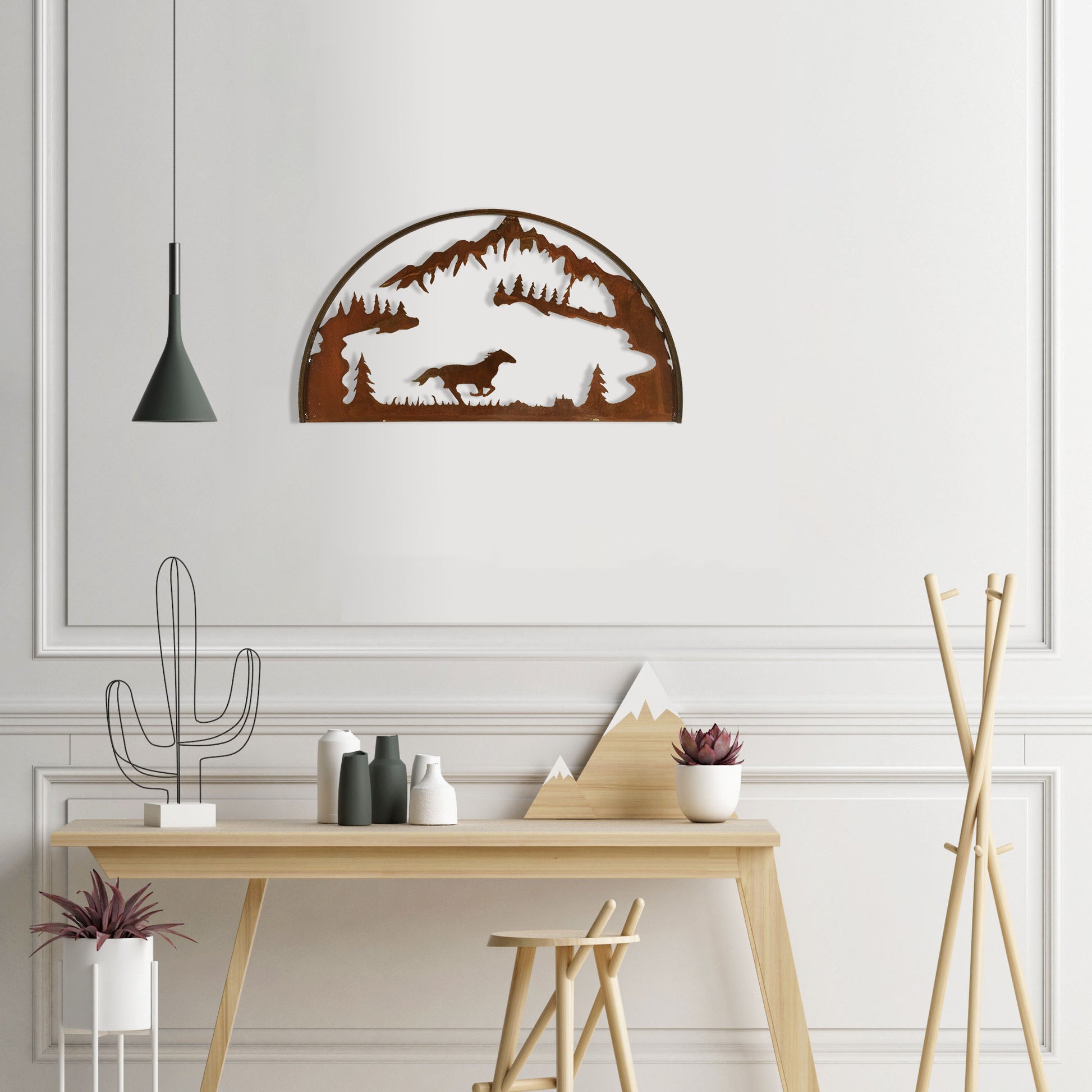 rust-horse-hoop-over-desk