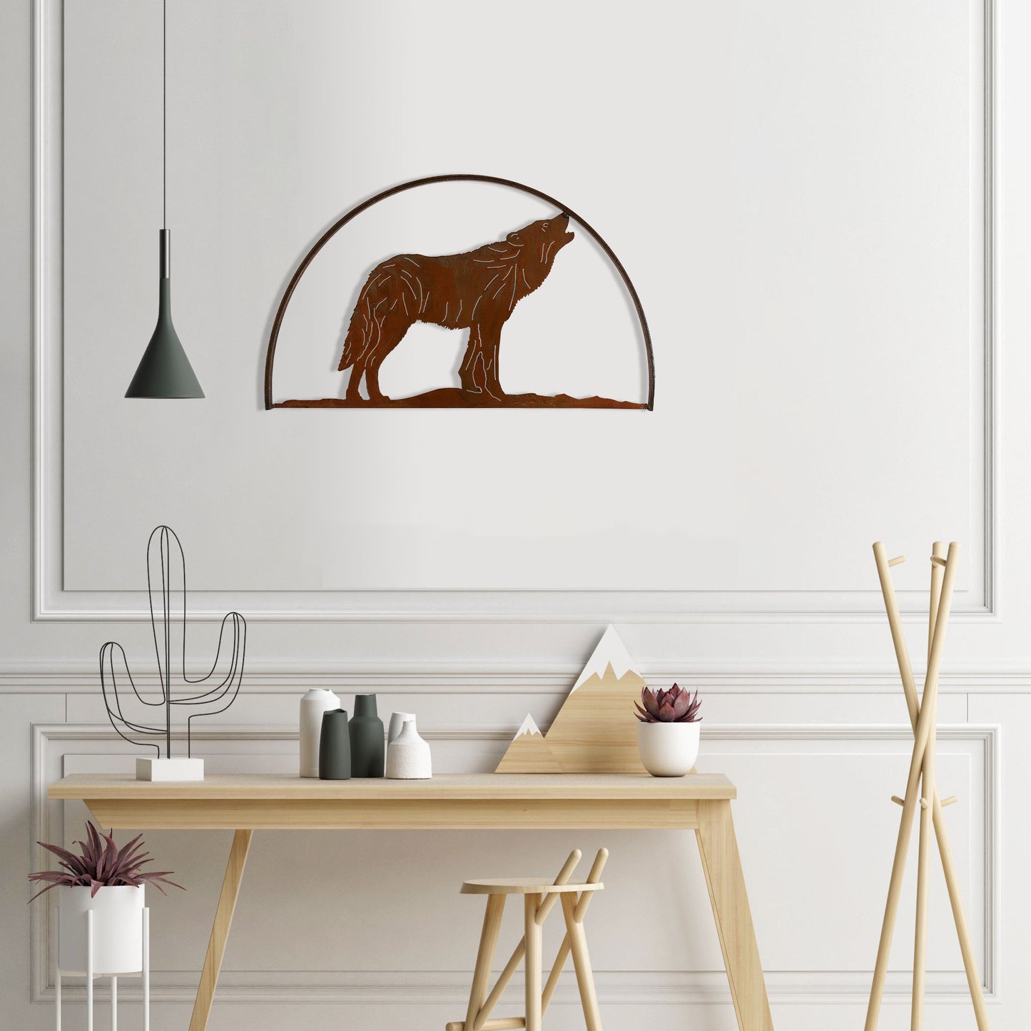 Wolf Hoop Metal Wildlife Silhouette Wall Art