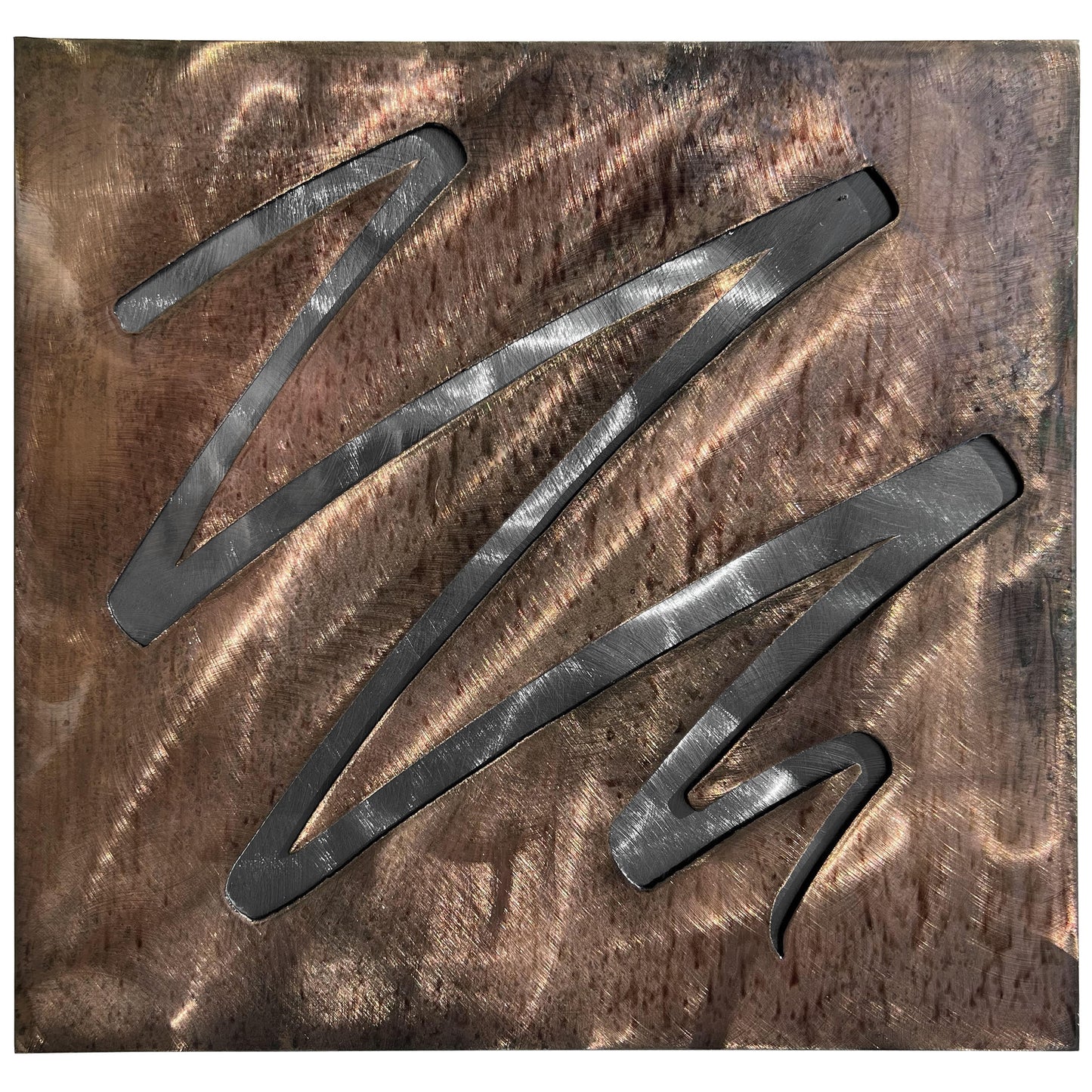 Squiggle and Square 2-Layer Metal Wall Art
