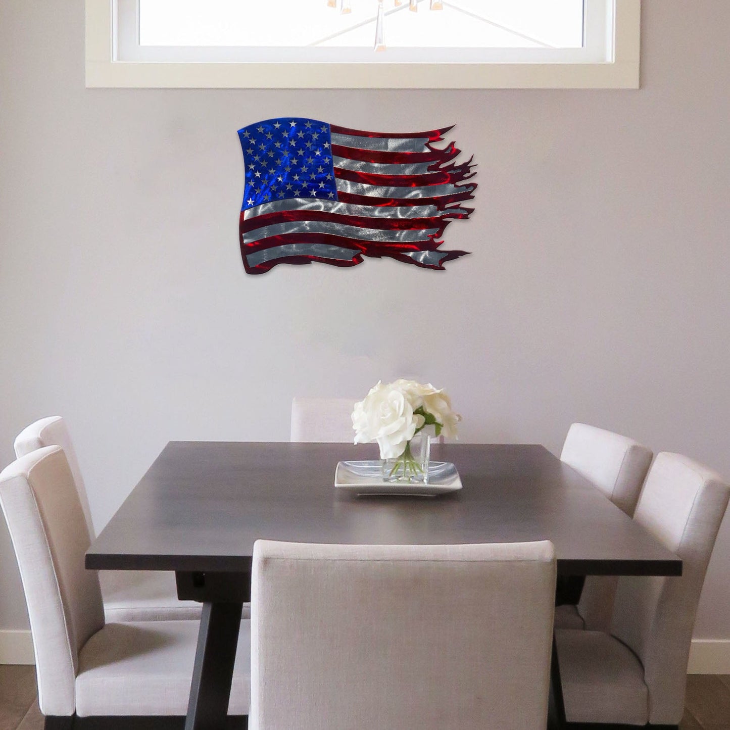Dual-Layered American Flag Metal Wall Art  (Large: 36 x 24 inches)
