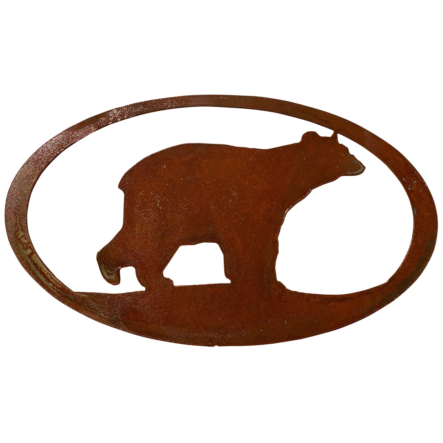 Bear Oval Rustic Metal Decor