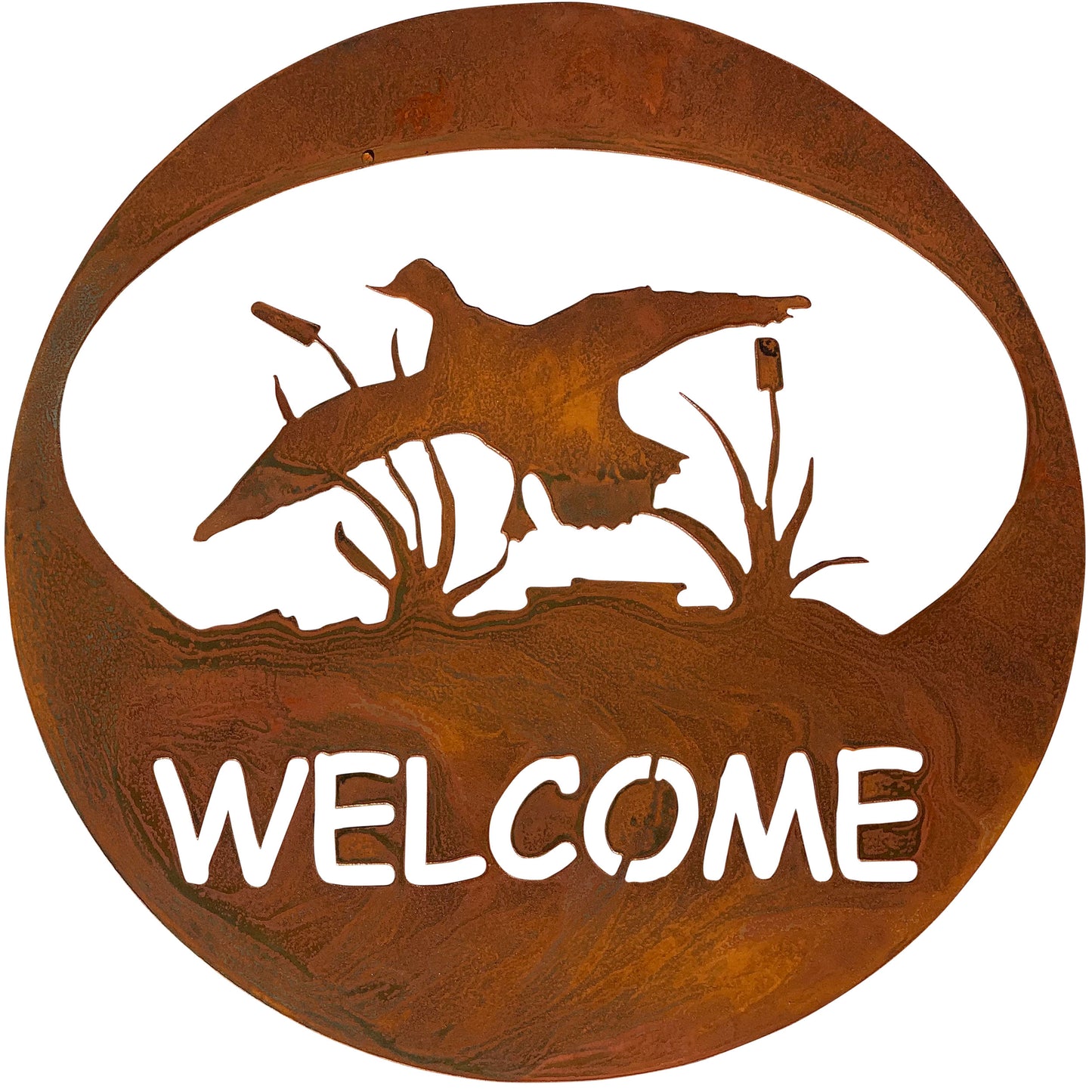Duck Themed Welcome Sign with Scene Metal Decor